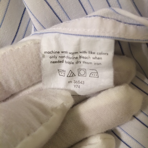 Michael Kors blue pin striped shirt, sz L (062) - Picture 6 of 6